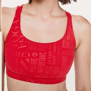 lululemon Energy Bra *20YR Collection Manifesto Embossed Dark Red